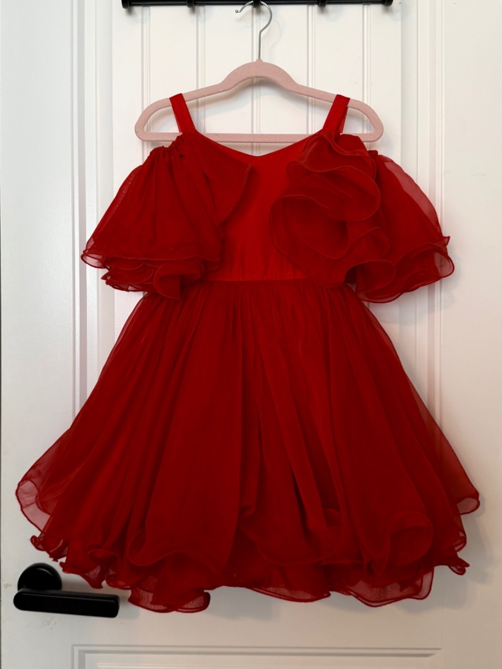 DandanLi Girls Size 6 Red Ruffle Formal Dress